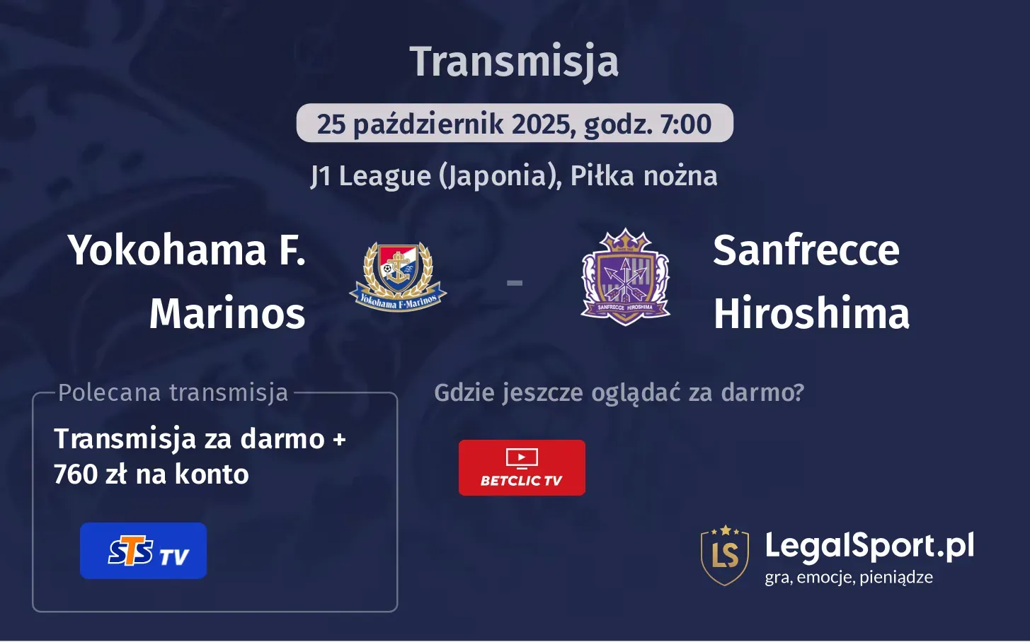 Yokohama F. Marinos - Sanfrecce Hiroshima Transmisje