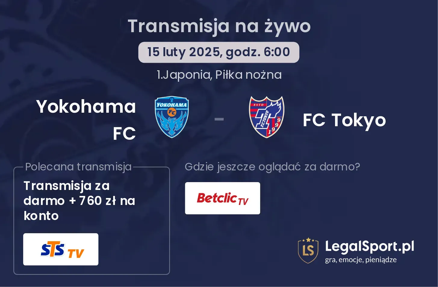 Yokohama FC - FC Tokyo gdzie oglądać transmisję?