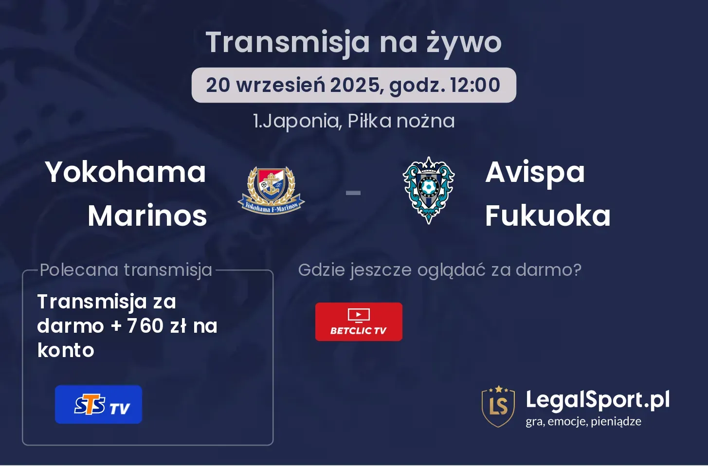 Yokohama Marinos - Avispa Fukuoka transmisja na żywo