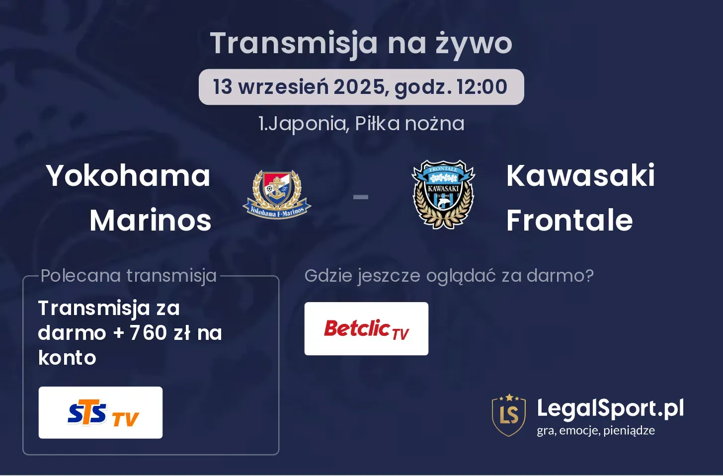 Yokohama Marinos - Kawasaki Frontale transmisja na żywo