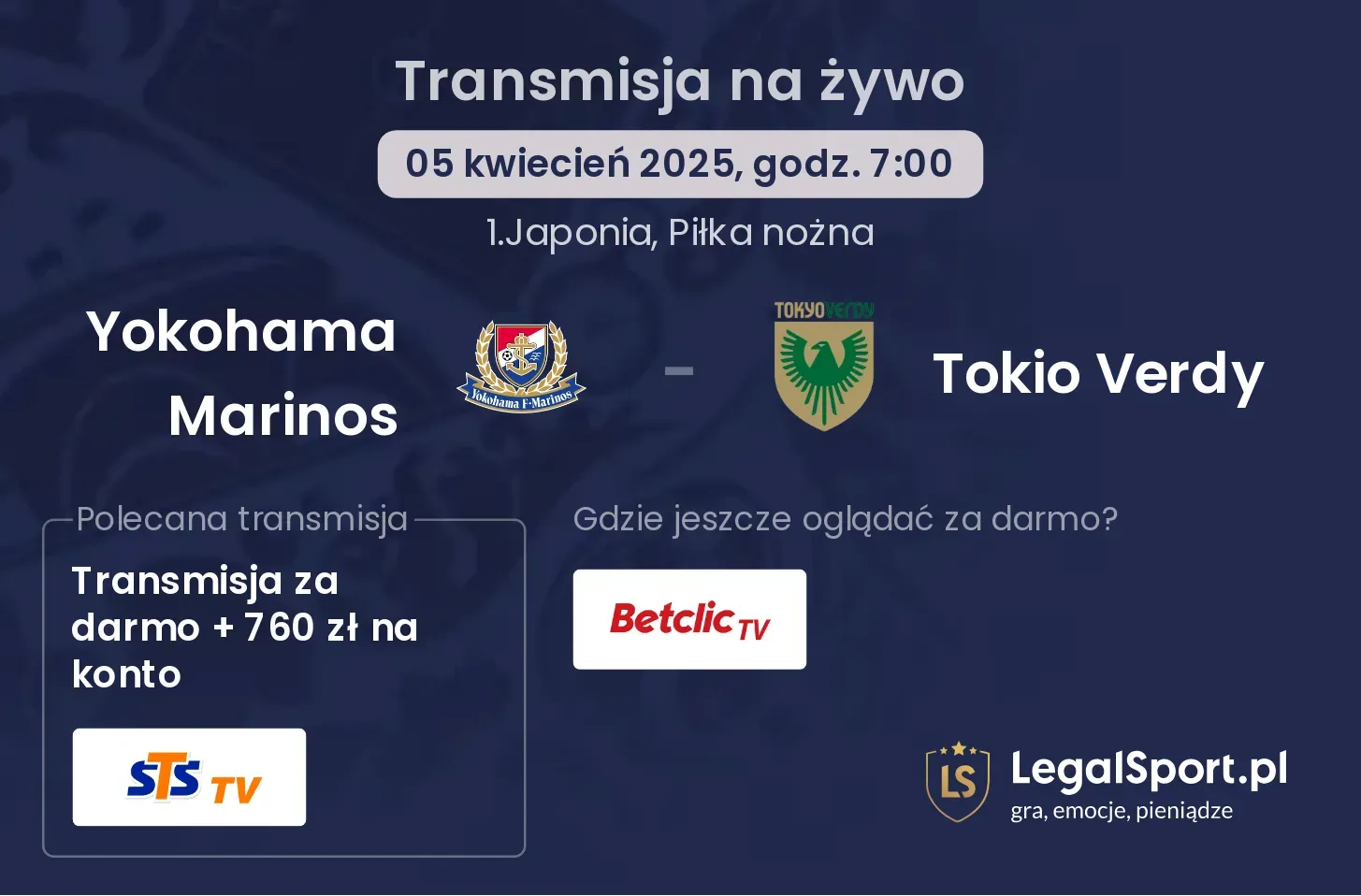 Yokohama Marinos - Tokio Verdy gdzie oglądać transmisję?