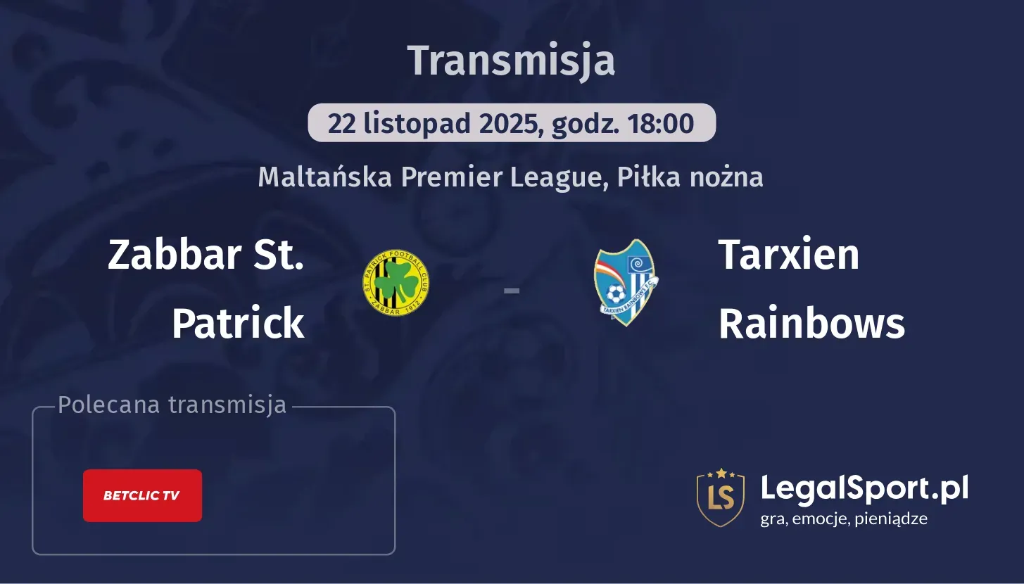 Zabbar St. Patrick - Tarxien Rainbows Transmisje