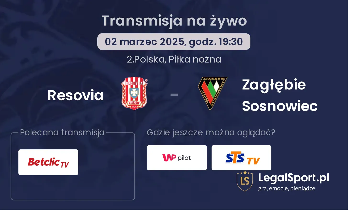 Resovia - Zagłębie Sosnowiec gdzie oglądać?