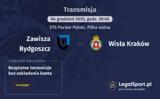 Zawisza Bydgoszcz - Wisła Kraków gdzie oglądać? (04.12)
