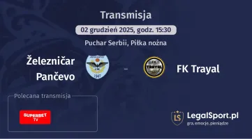Železničar Pančevo - FK Trayal gdzie oglądać? (02.12)