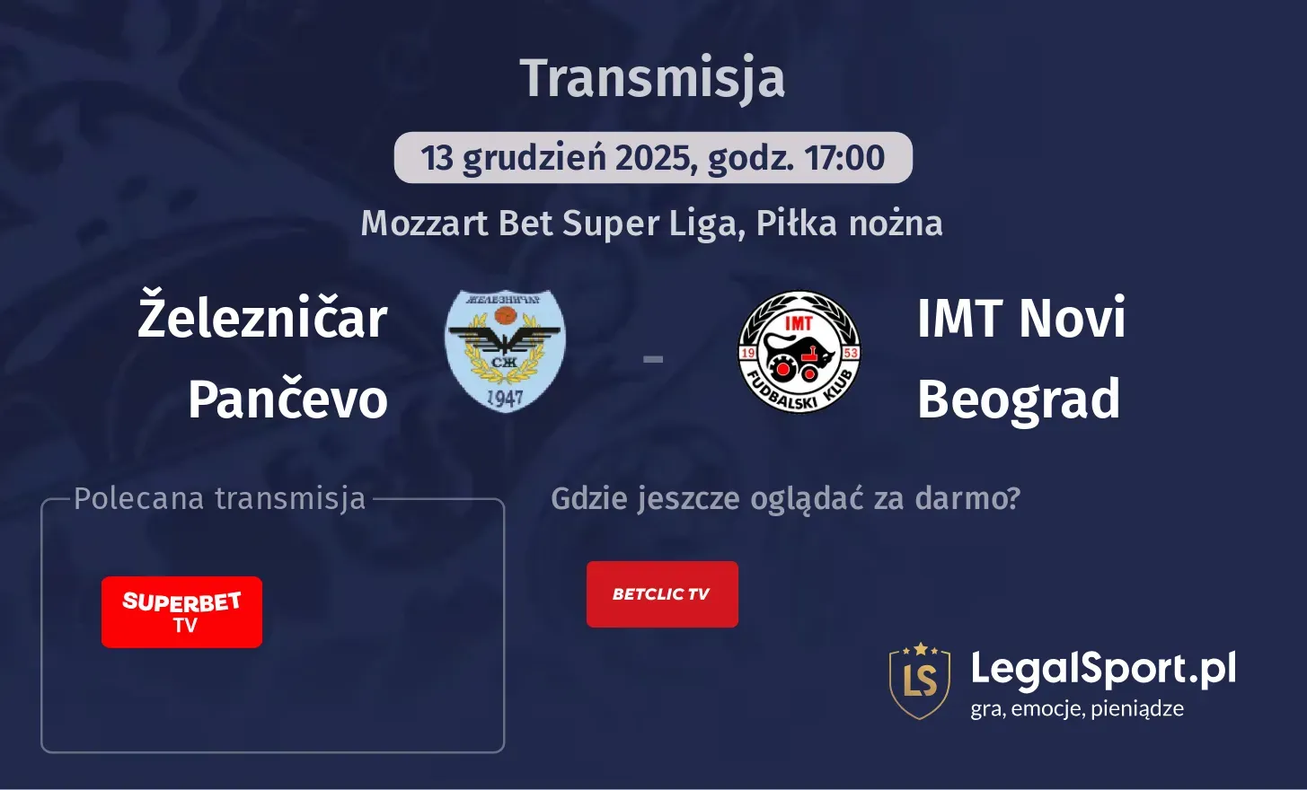 Železničar Pančevo - IMT Novi Beograd Transmisje