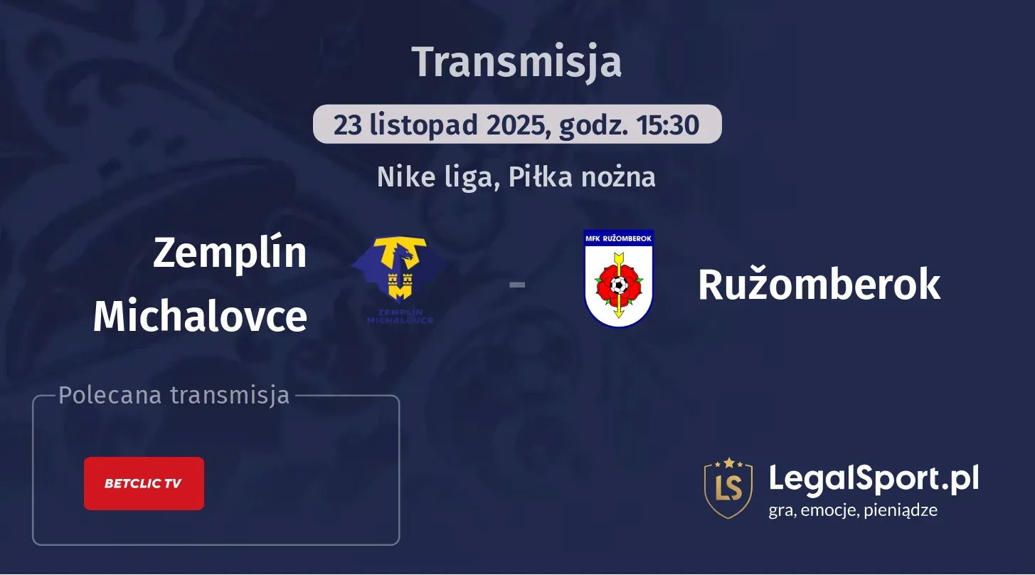 Zemplín Michalovce - Ružomberok Transmisje