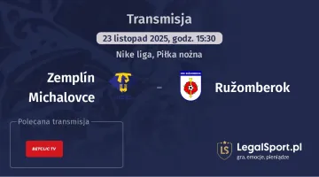 Zemplín Michalovce - Ružomberok gdzie oglądać? (23.11)