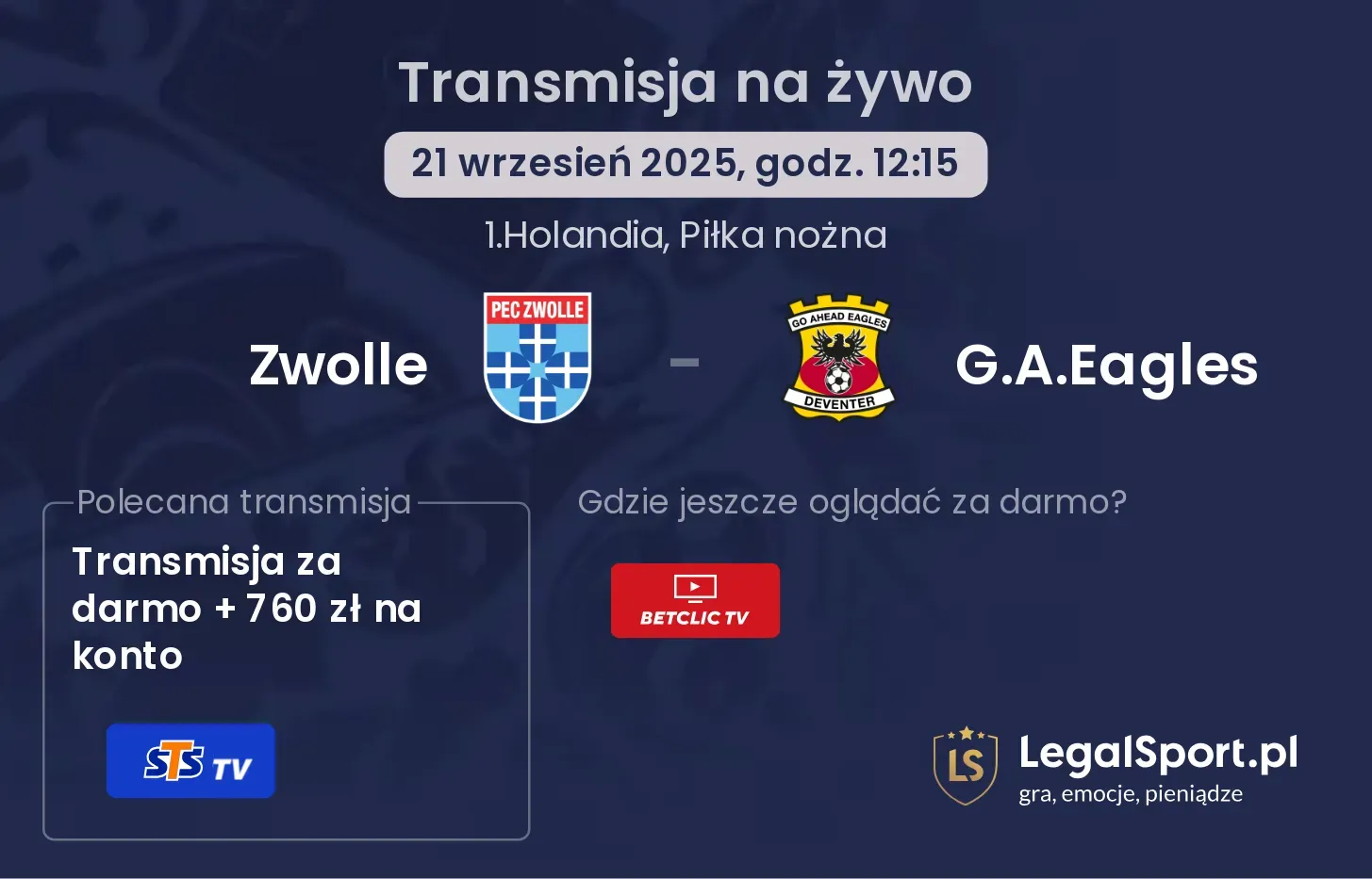 Zwolle - G.A.Eagles transmisja na żywo