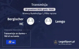 Bergischer HC - Lemgo gdzie oglądać? (20.12)