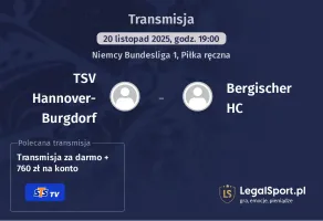 TSV Hannover-Burgdorf - Bergischer HC gdzie oglądać? (20.11)
