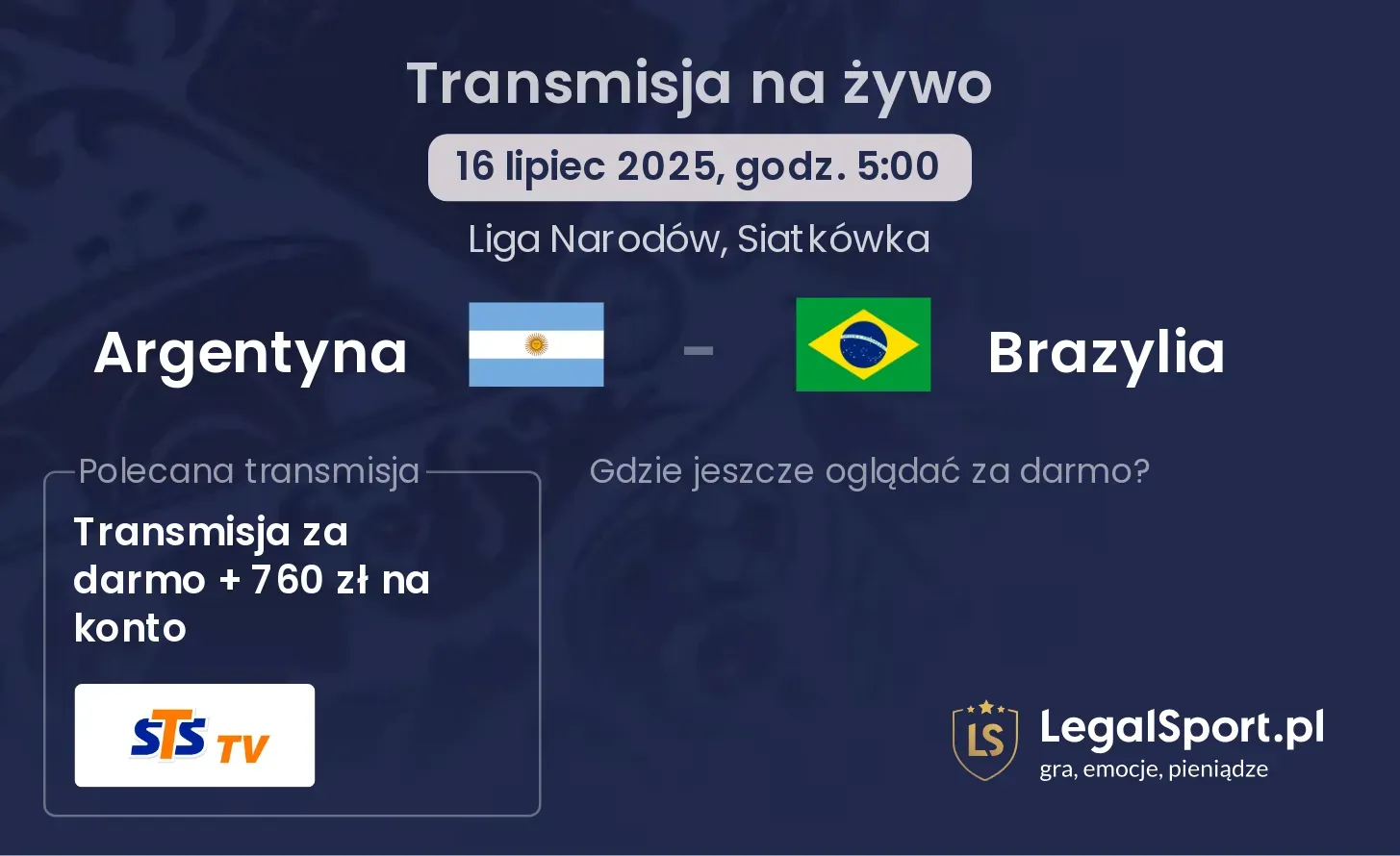 Argentyna - Brazylia transmisja na żywo