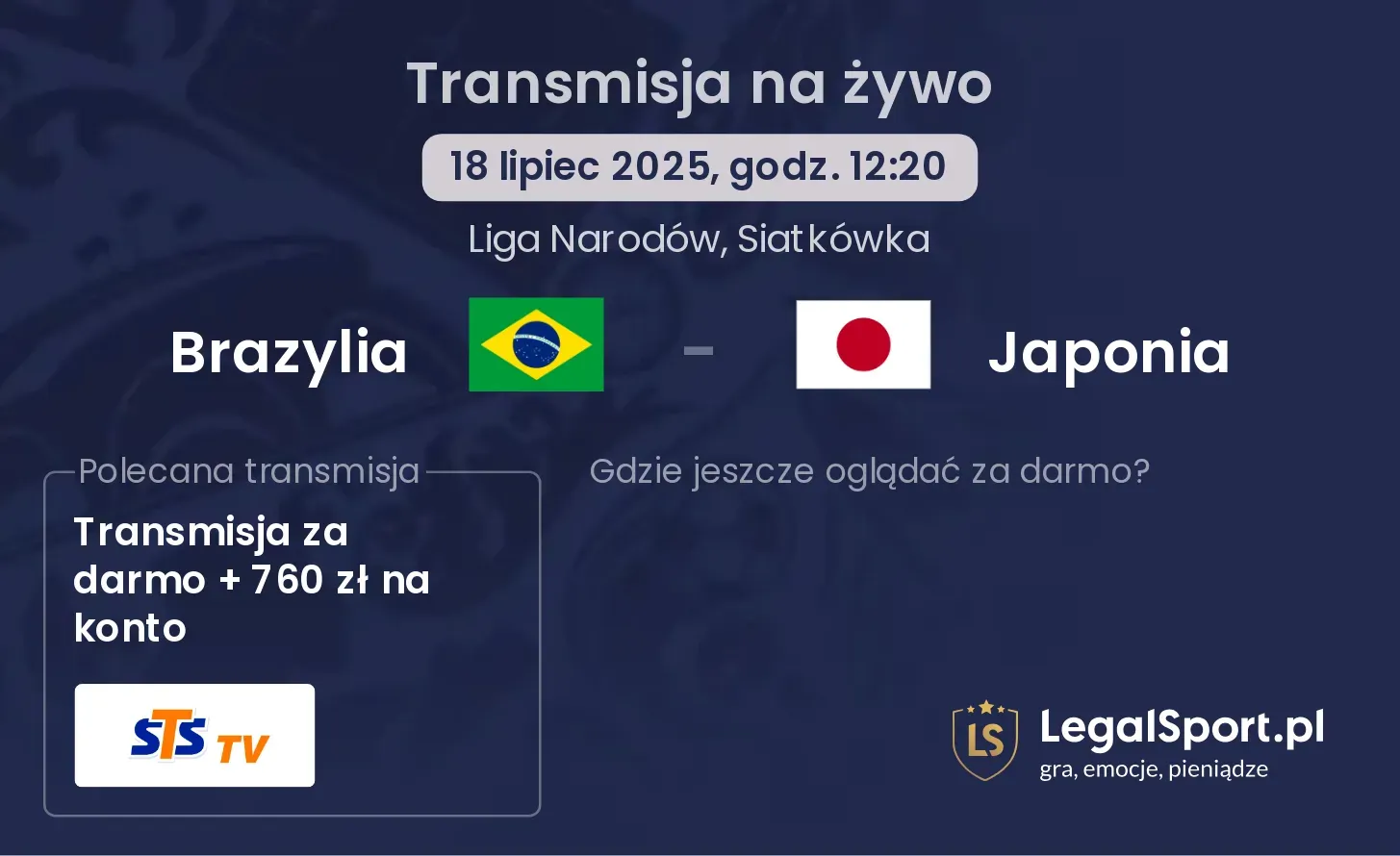 Brazylia - Japonia gdzie oglądać?