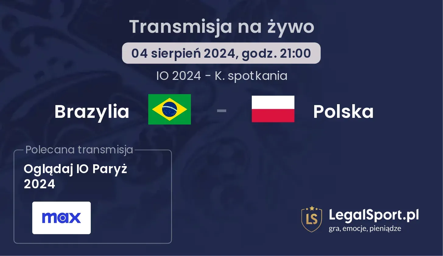 Brazylia - Polska gdzie oglądać? (04.08, godz. 21:00)