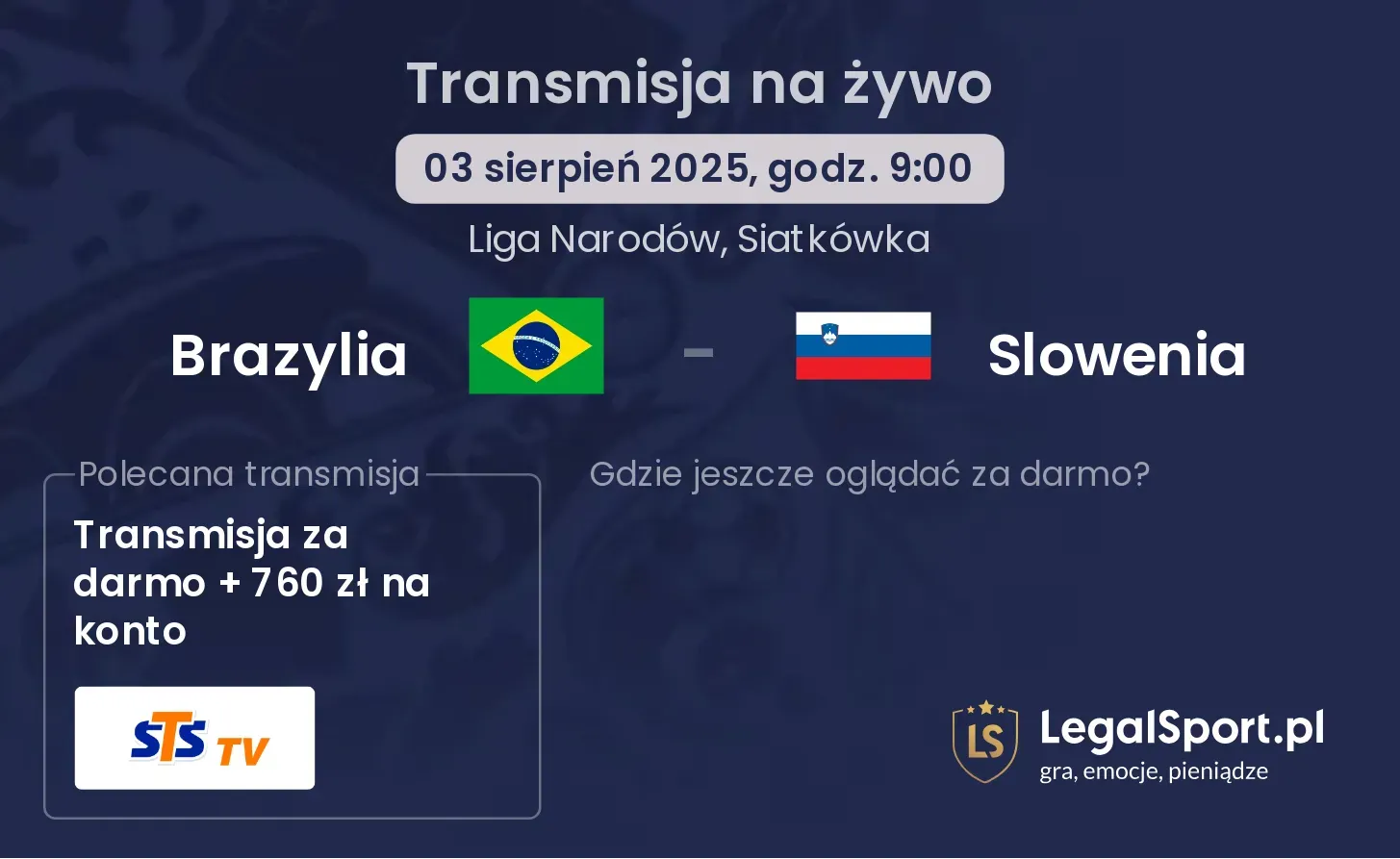 Brazylia - Slowenia gdzie oglądać?