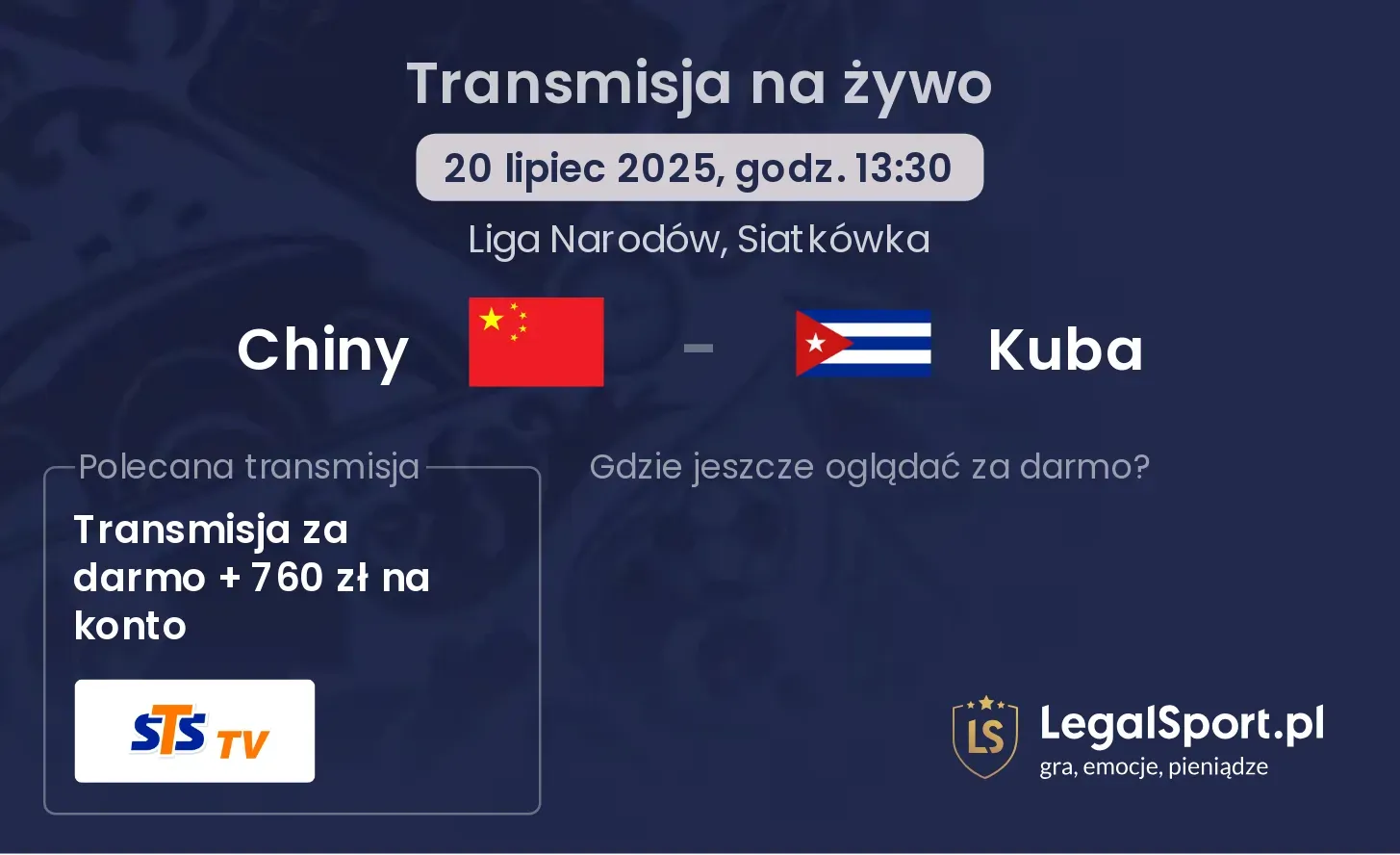 Chiny - Kuba gdzie oglądać?