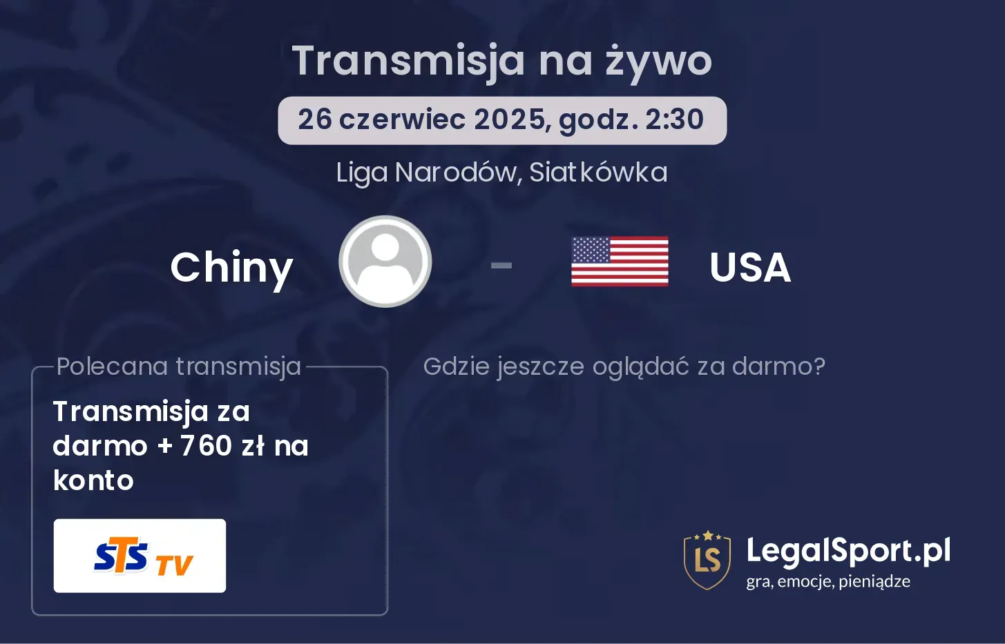 Chiny - USA gdzie oglądać?