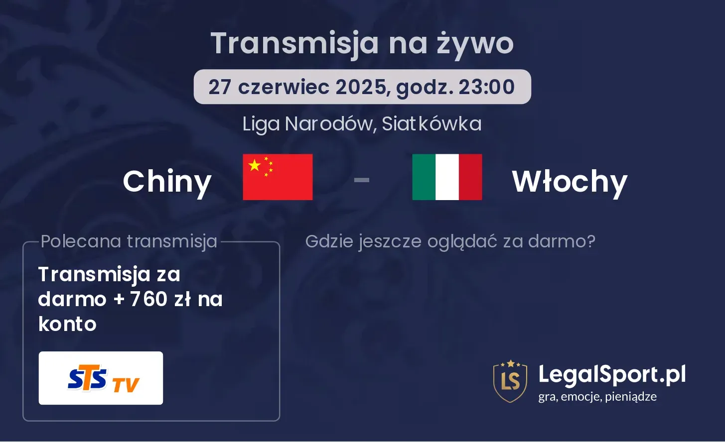 Chiny - Włochy gdzie oglądać?