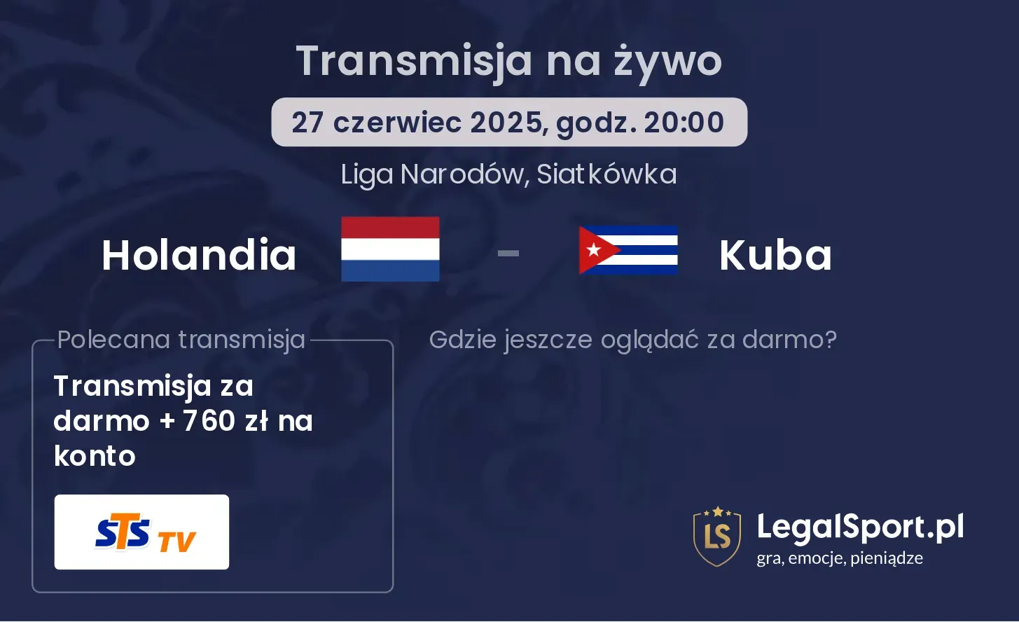 Holandia - Kuba transmisja na żywo