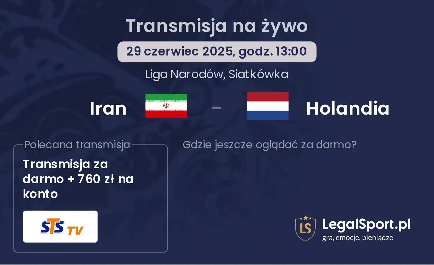 Iran - Holandia gdzie oglądać?