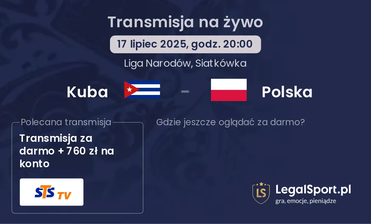 Kuba - Polska gdzie oglądać?