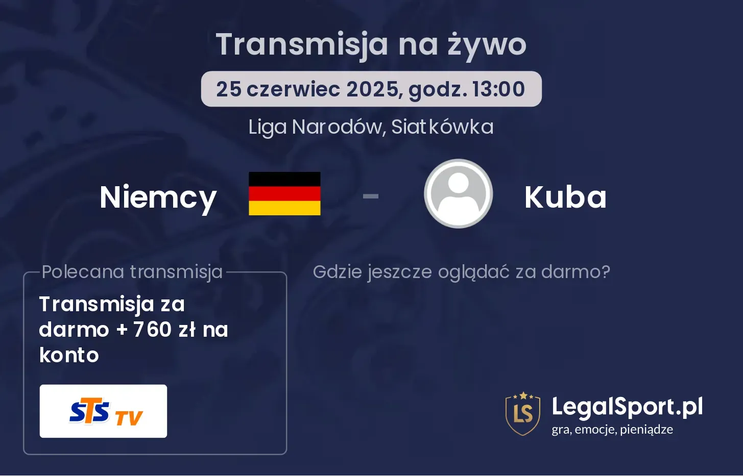 Niemcy - Kuba transmisja na żywo