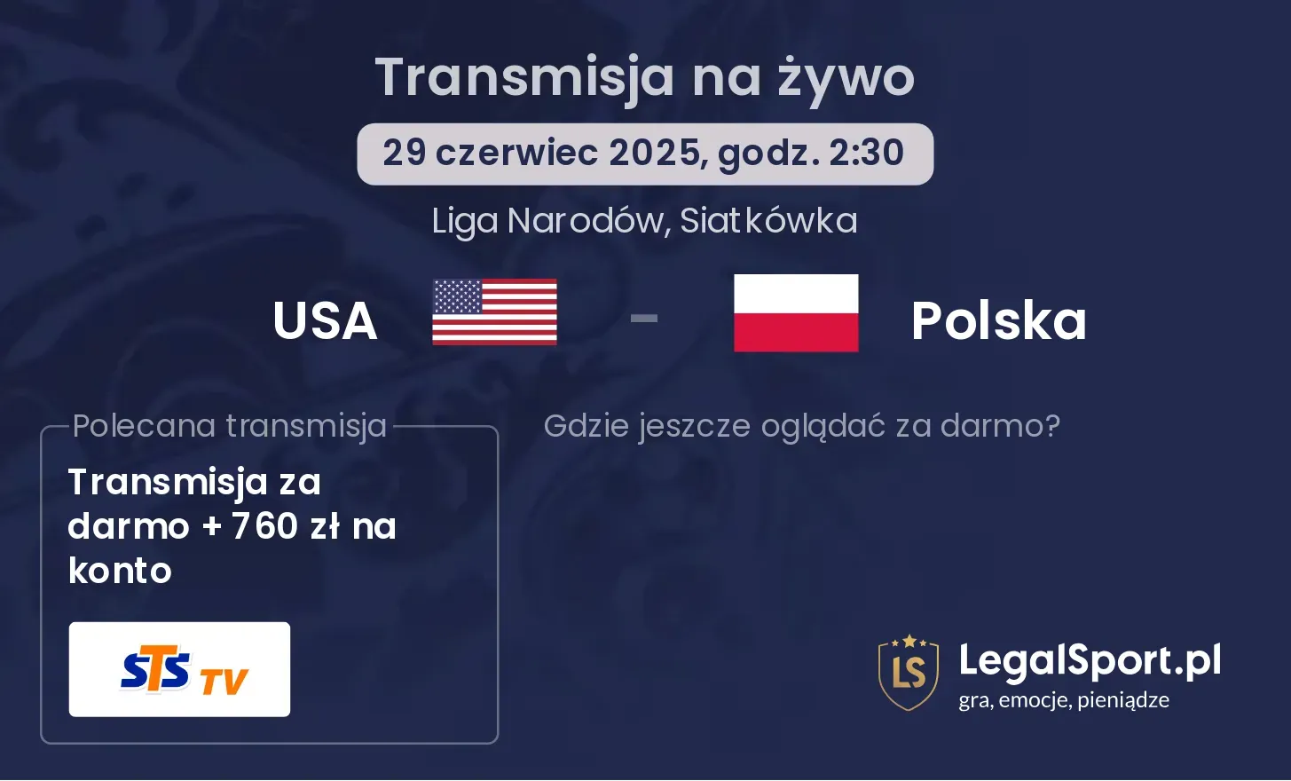 USA - Polska gdzie oglądać?