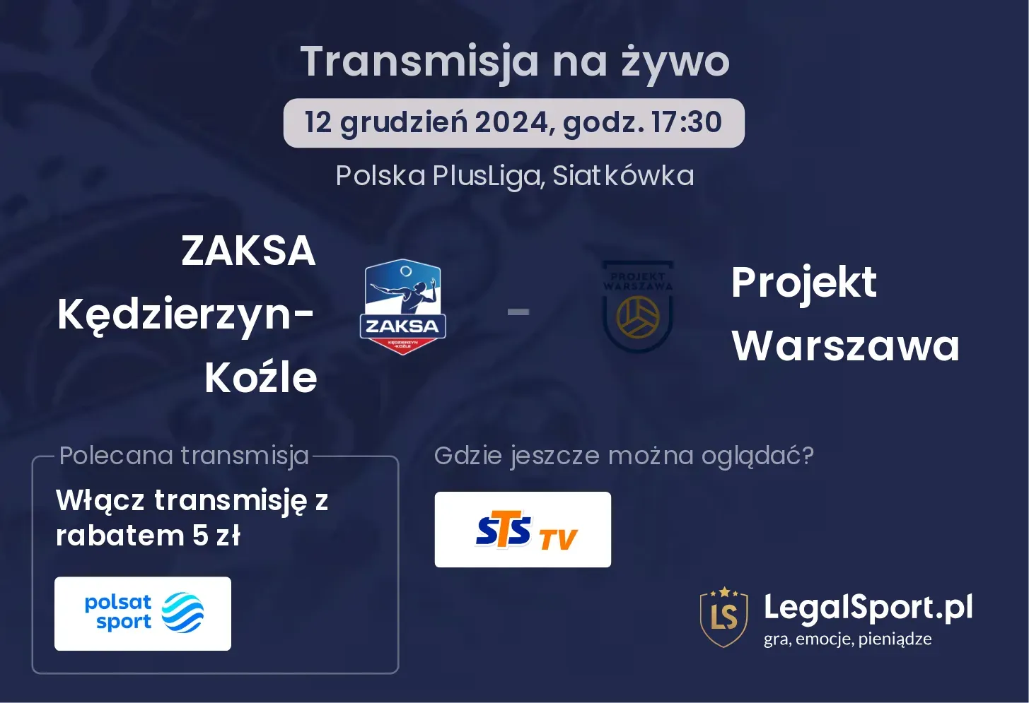 ZAKSA Kędzierzyn-Koźle - Projekt Warszawa gdzie oglądać?