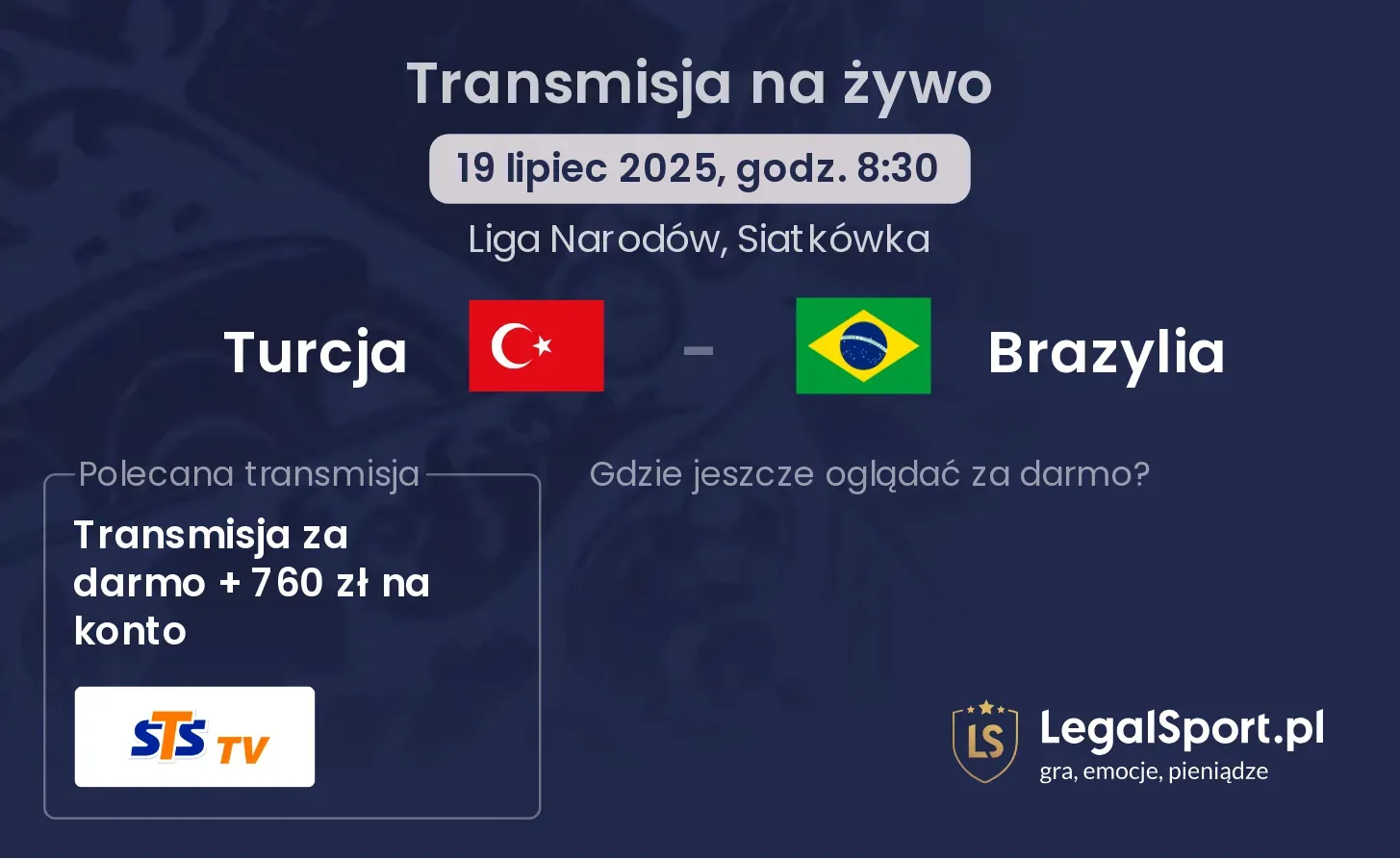 Turcja - Brazylia gdzie oglądać?