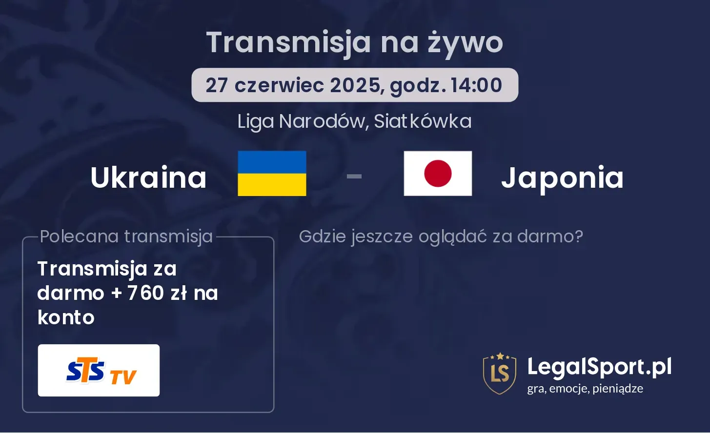 Ukraina - Japonia gdzie oglądać?