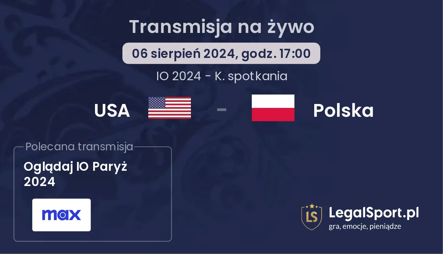 USA - Polska gdzie oglądać? (06.08, godz. 17:00)