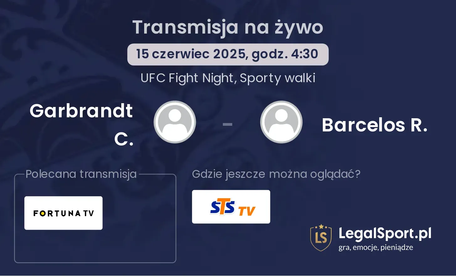 Garbrandt C. - Barcelos R. gdzie oglądać transmisję?