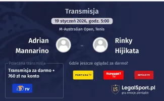 Adrian Mannarino - Rinky Hijikata gdzie oglądać? (19.01)