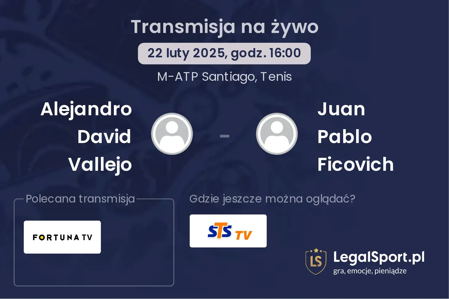 Alejandro David Vallejo - Juan Pablo Ficovich gdzie oglądać transmisję?