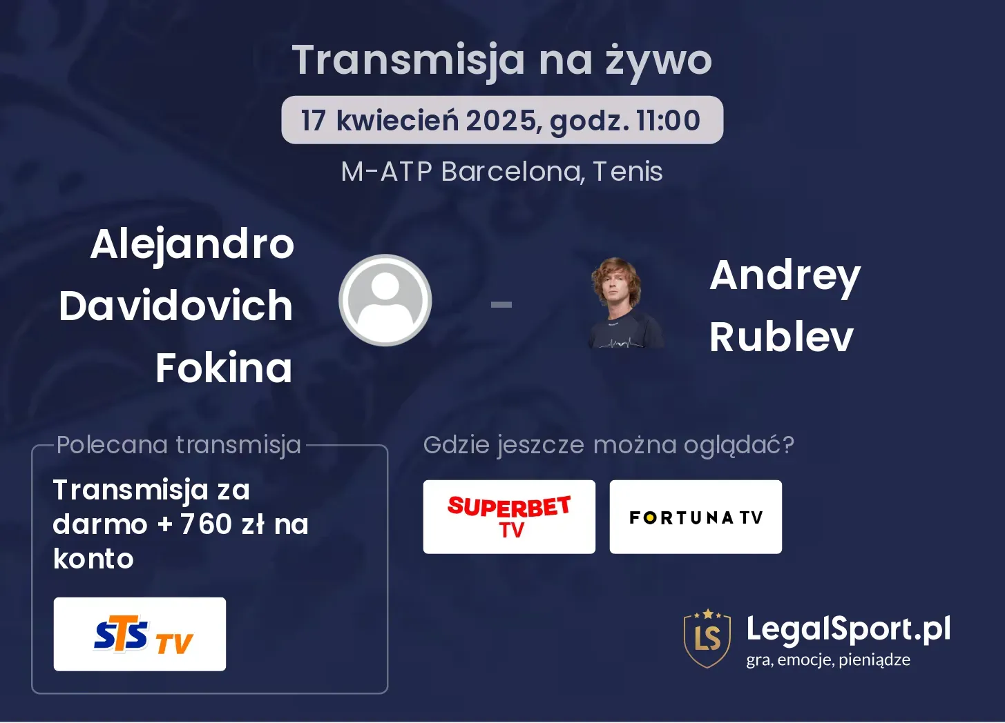 Alejandro Davidovich Fokina - Andrey Rublev gdzie oglądać?