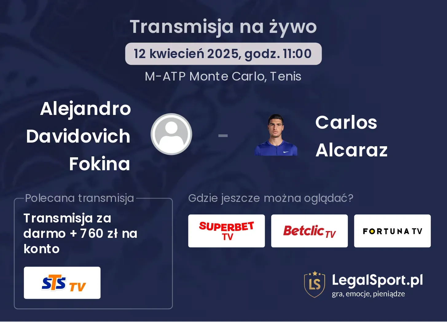 Alejandro Davidovich Fokina - Carlos Alcaraz gdzie oglądać?