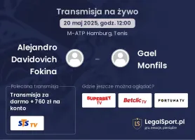 Alejandro Davidovich Fokina - Gael Monfils gdzie oglądać transmisję?
