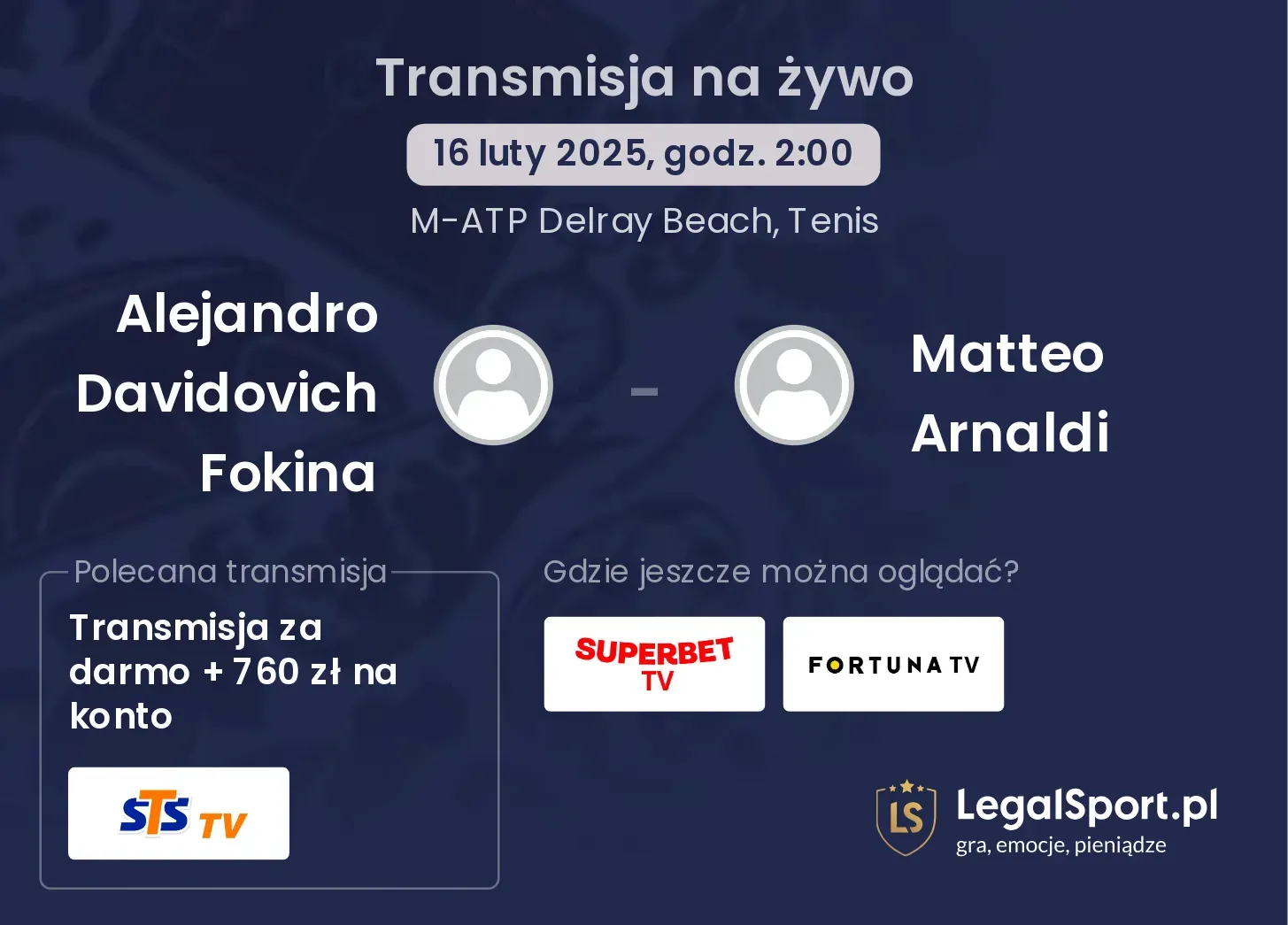 Alejandro Davidovich Fokina - Matteo Arnaldi gdzie oglądać transmisję?