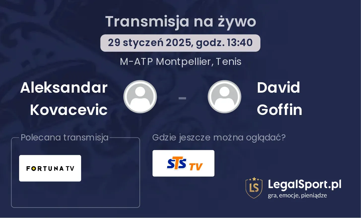 Aleksandar Kovacevic - David Goffin gdzie oglądać?
