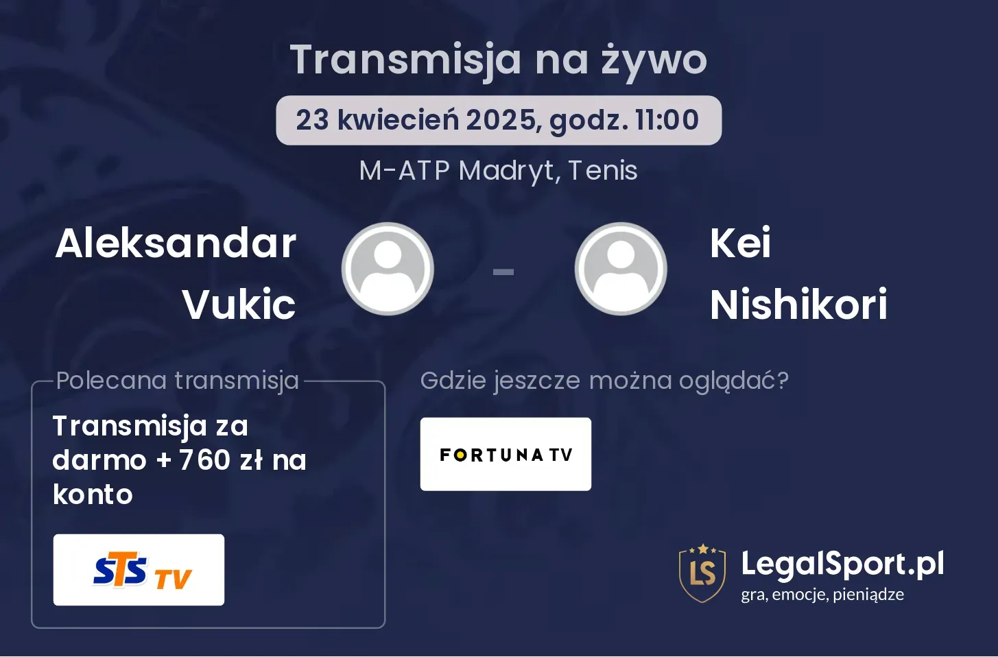 Aleksandar Vukic - Kei Nishikori gdzie oglądać transmisję?