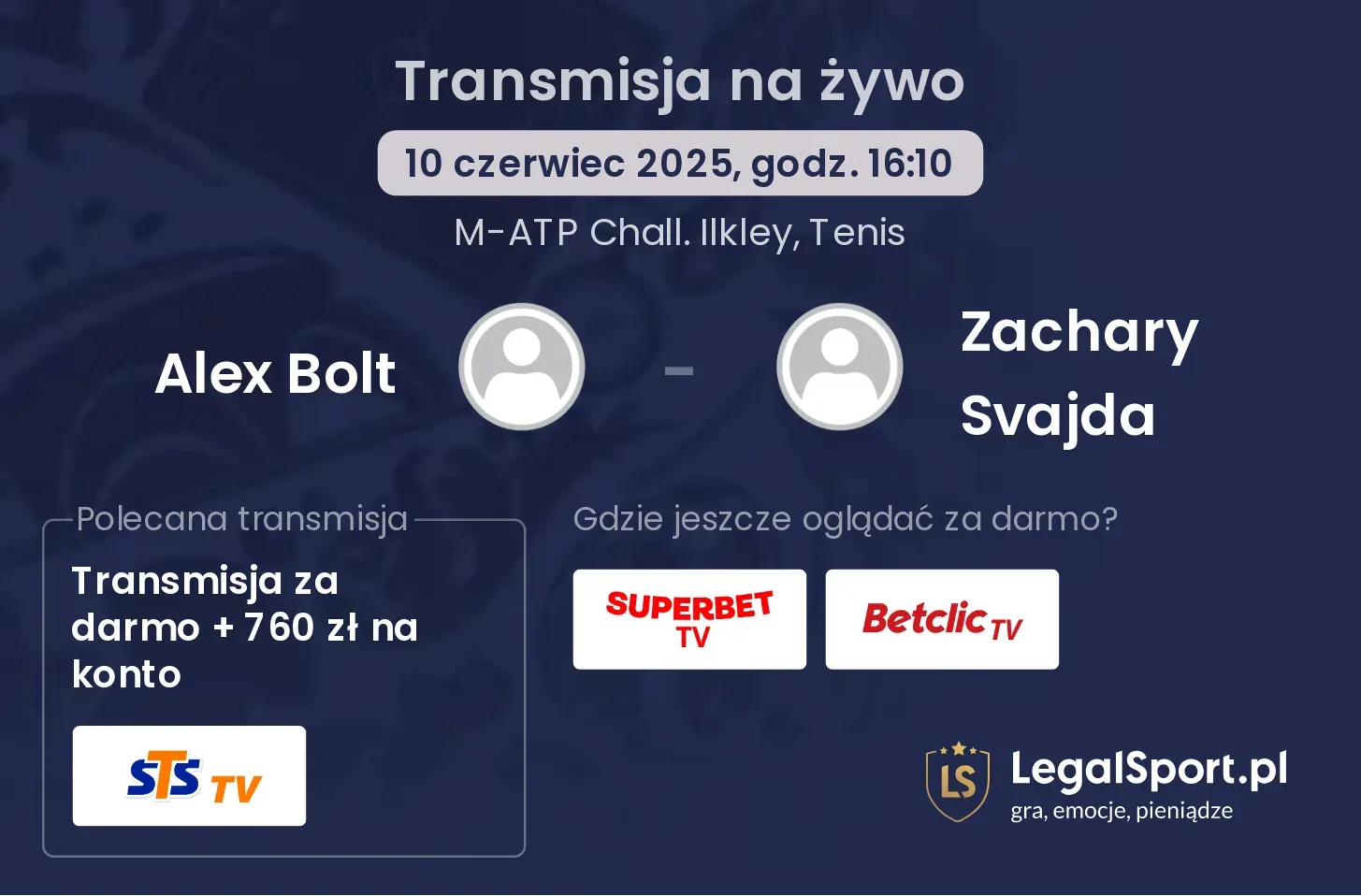 Alex Bolt - Zachary Svajda transmisja na żywo