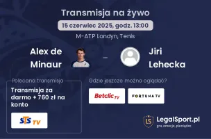 Alex de Minaur - Jiri Lehecka gdzie oglądać?