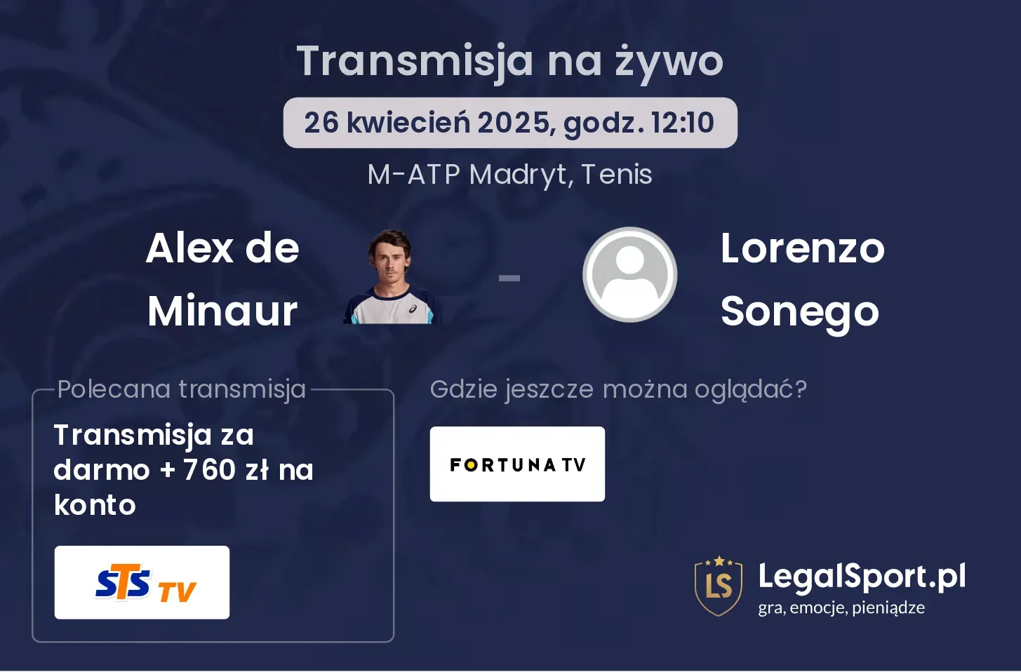 Alex de Minaur - Lorenzo Sonego gdzie oglądać transmisję?