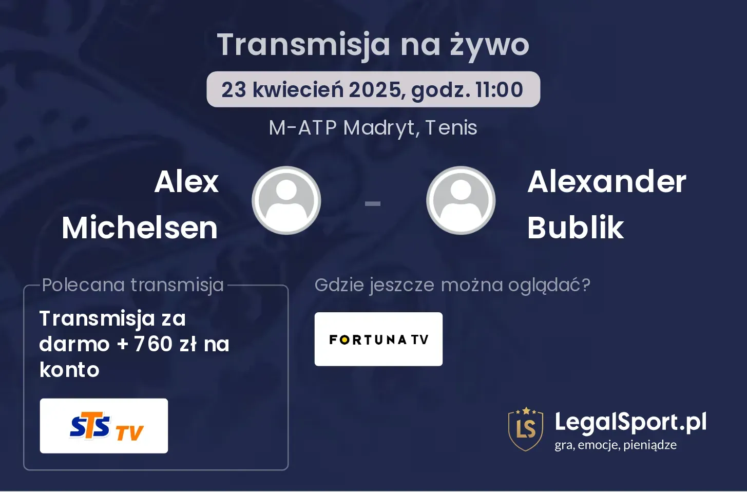 Alex Michelsen - Alexander Bublik gdzie oglądać?