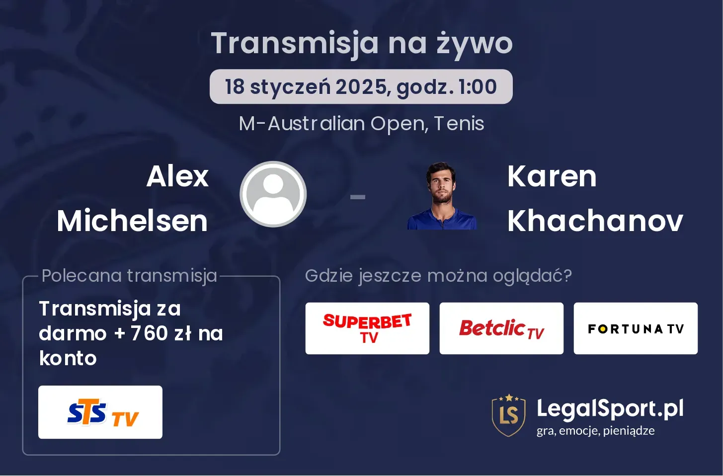 Alex Michelsen - Karen Khachanov gdzie oglądać?