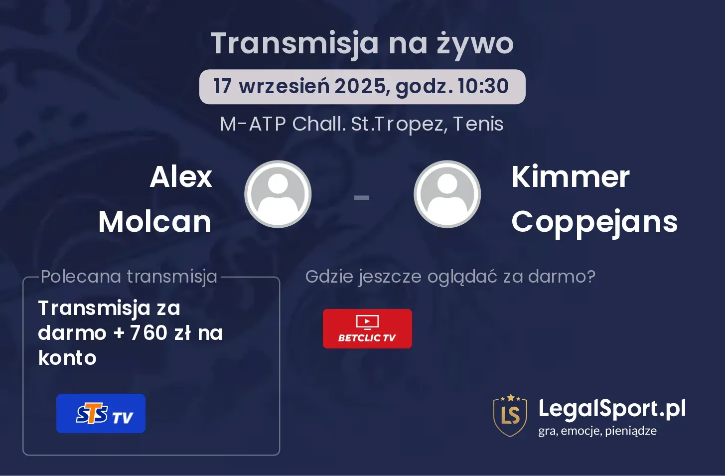 Alex Molcan - Kimmer Coppejans transmisja na żywo