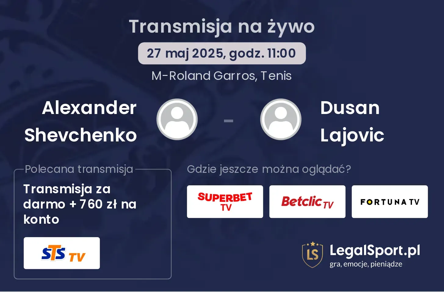 Alexander Shevchenko - Dusan Lajovic transmisja na żywo