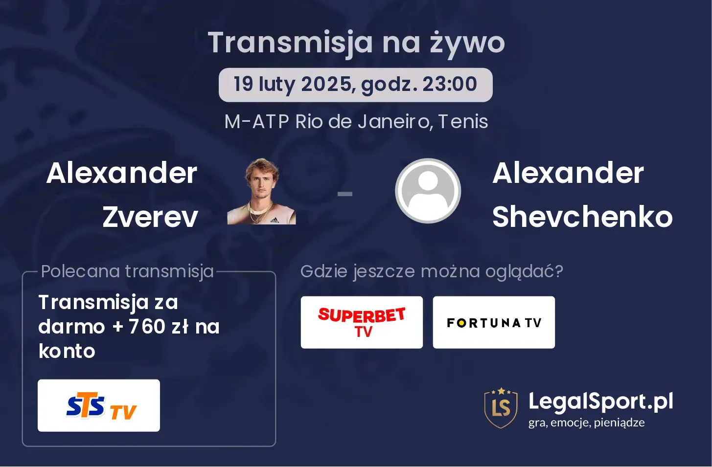 Alexander Zverev - Alexander Shevchenko gdzie oglądać?