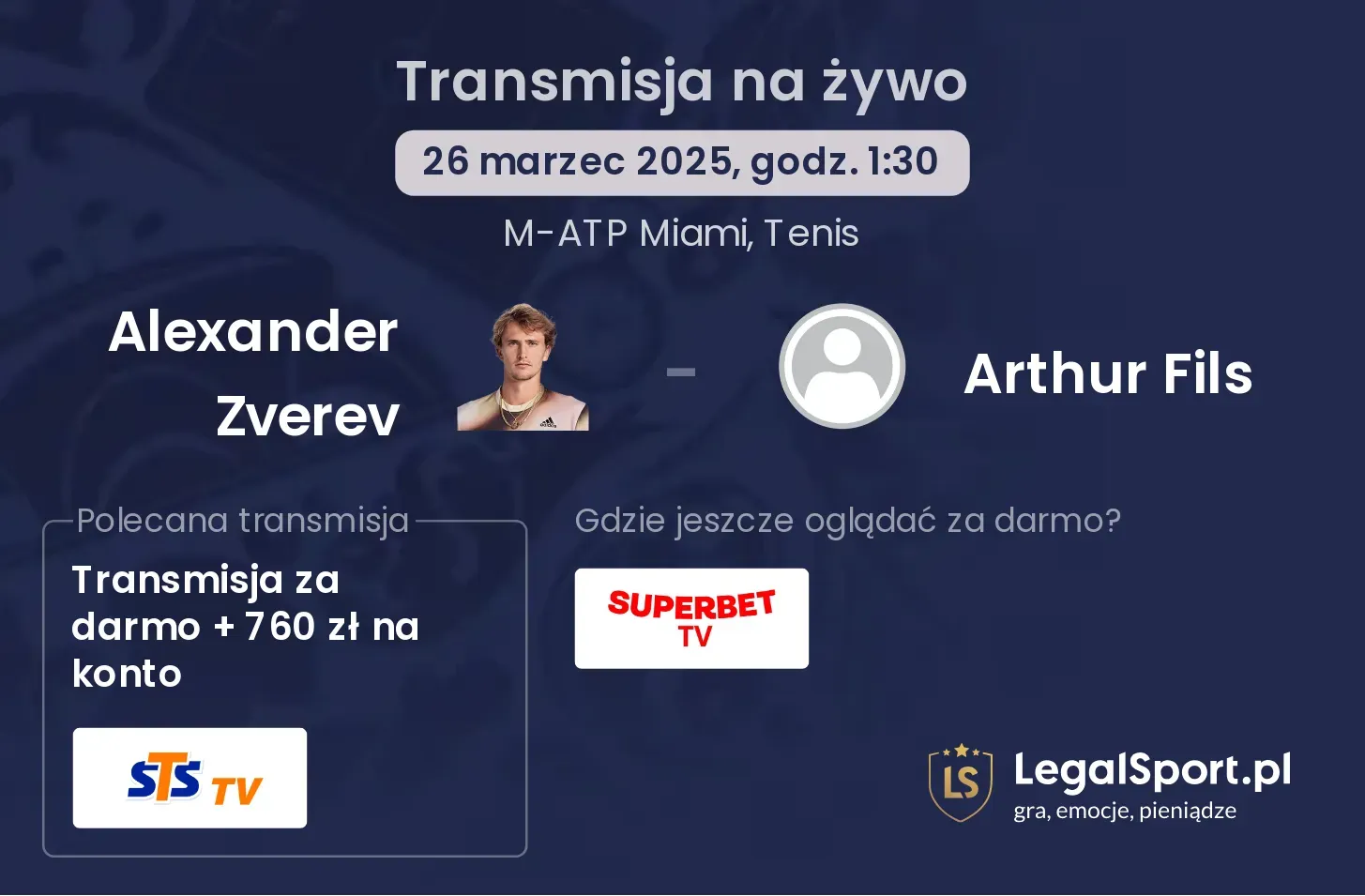 Alexander Zverev - Arthur Fils gdzie oglądać?