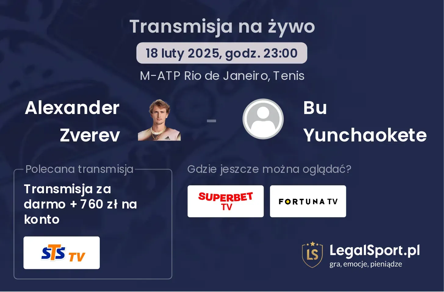 Alexander Zverev - Bu Yunchaokete gdzie oglądać?